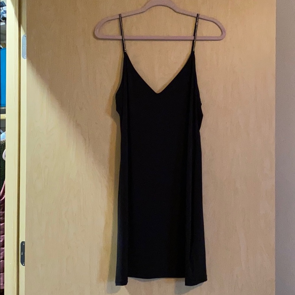 Little Black Shift Dress with Bling Straps